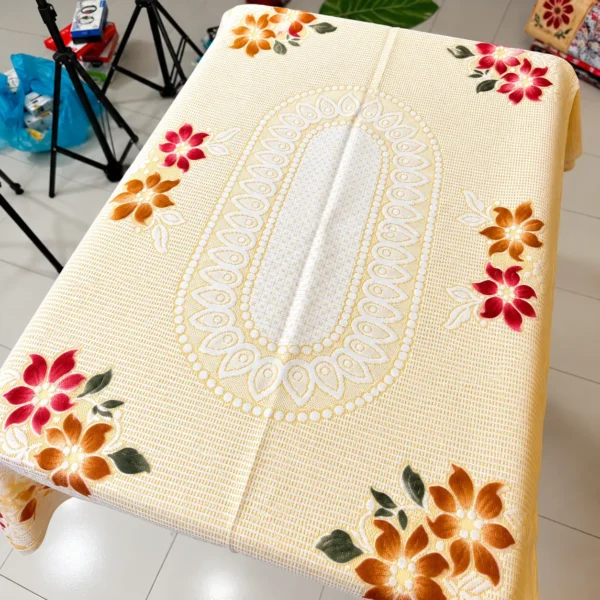 Big Flower Desing Tea Table Cover 45/30 Inch (Colour-Yellow)
