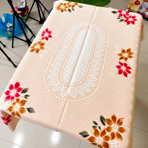 Big Flower Desing Tea Table Cover 45/30 Inch (Colour-Orange)