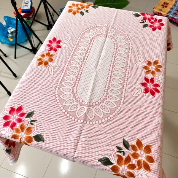 Big Flower Desing Tea Table Cover 45/30 Inch (Colour-Pink)