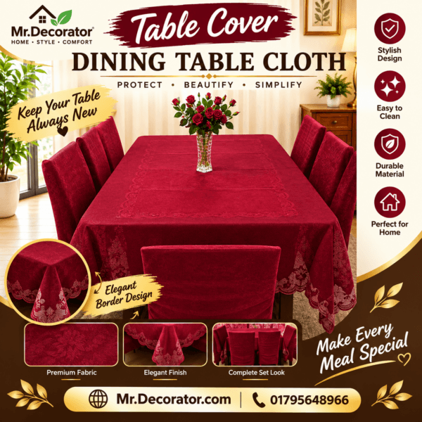 Sun Flower Desing 6 - Seater Dining Table Cover 90/60 Inch (Colour - Brown) (Copy)