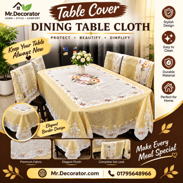 Sun Flower Desing 6 - Seater Dining Table Cover 90/60 Inch (Colour - Brown) (Copy)
