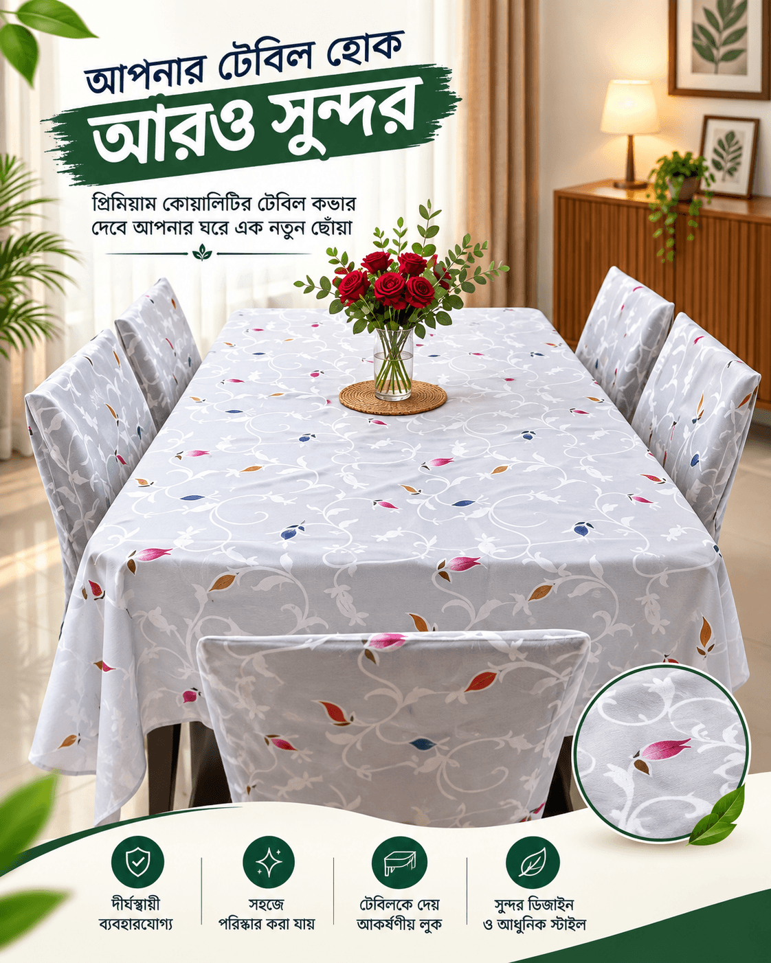 file_00000000c2608211b83d6496b0731268 Rose Leaf Desing 6 - Seater Dining Table Cover 90/60 Inch (Colour - White)) - Image 1