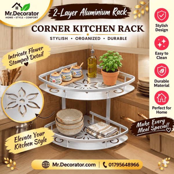 2 Layer Aluminium Kitchen Corner Spice Rack