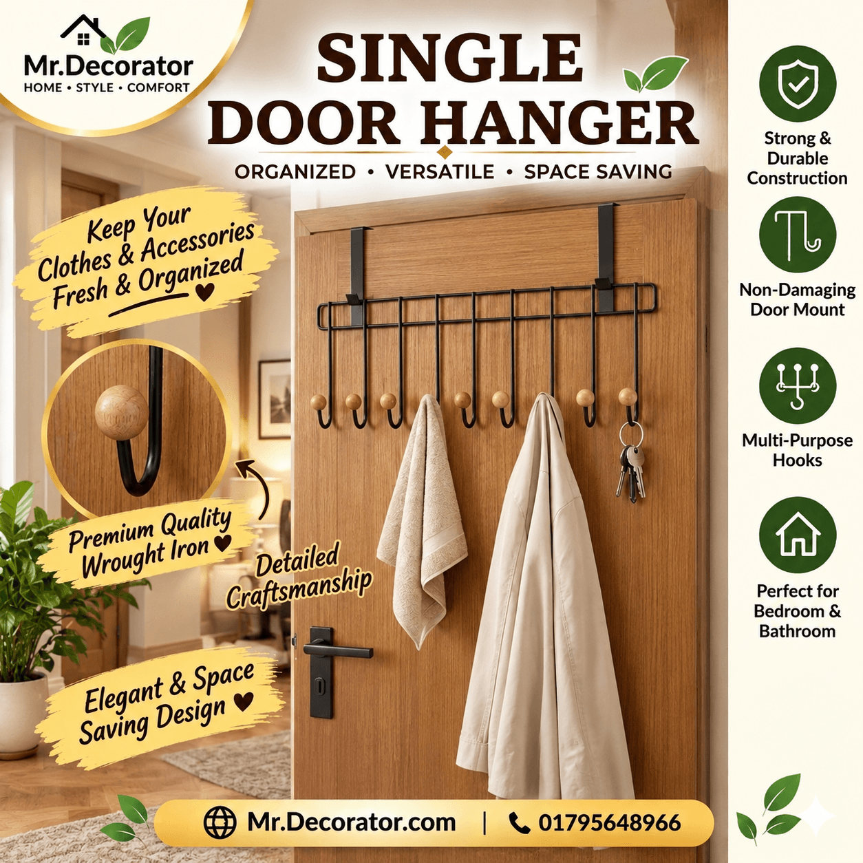 file_000000002f7081f4950d5db4f06e3d0b Single Door Hanger 19 Hook - Image 1