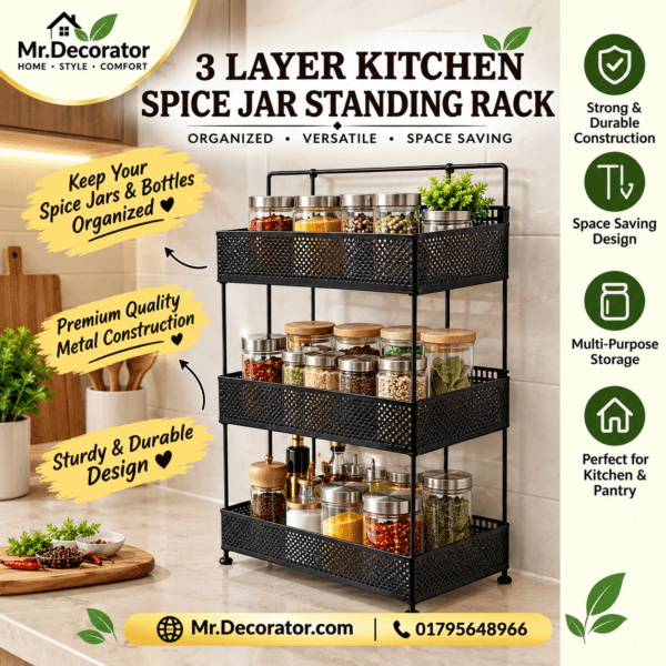3 Layer  Kitchen Spice Jar Standing Rack