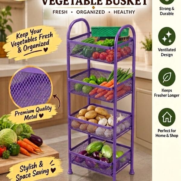 4 Layer Square Shape Vegitable  Basket Purple Colour