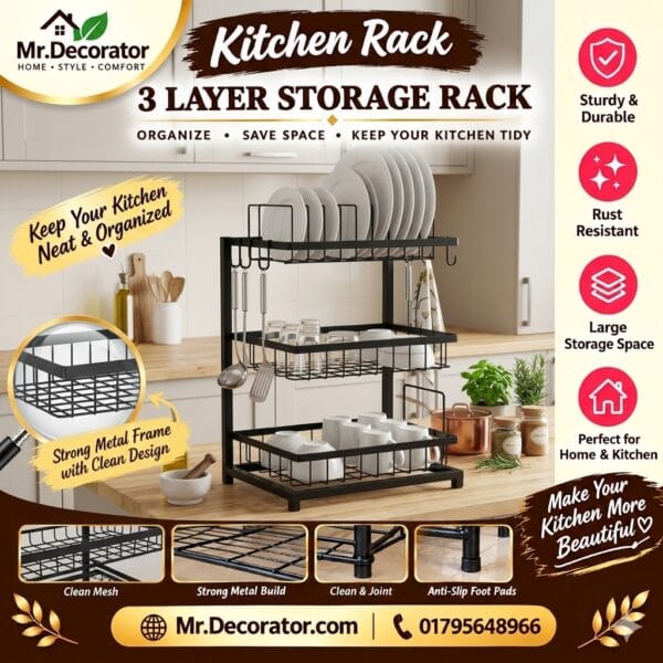 3 Layer Kitchen Sink & Dish Drying Rack
