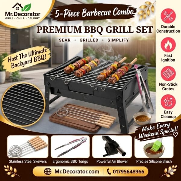 Premium 5-in-1 Portable Barbecue (BBQ) Party Combo Set